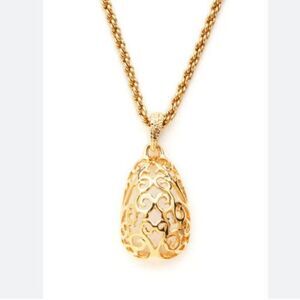 Gorgeous Vintage YSL Gold Filigree Pendant Necklace 18"